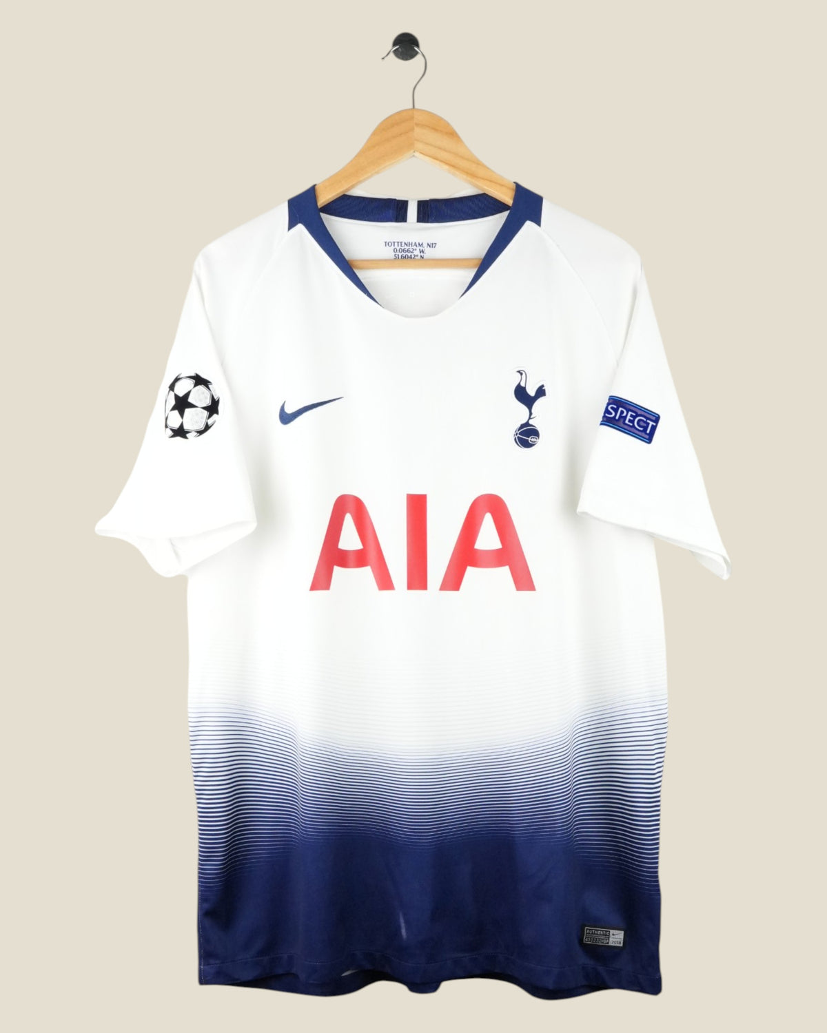 TOTTENHAM HOTSPUR 2018/19 SON HOME UCL SHIRT (XL) NIKE