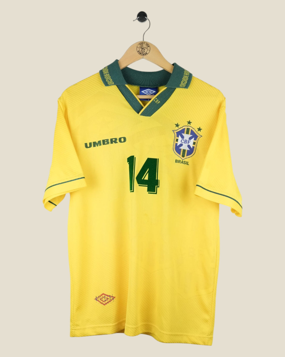 BRAZIL 1993 CAFU HOME SHIRT (M) UMBRO