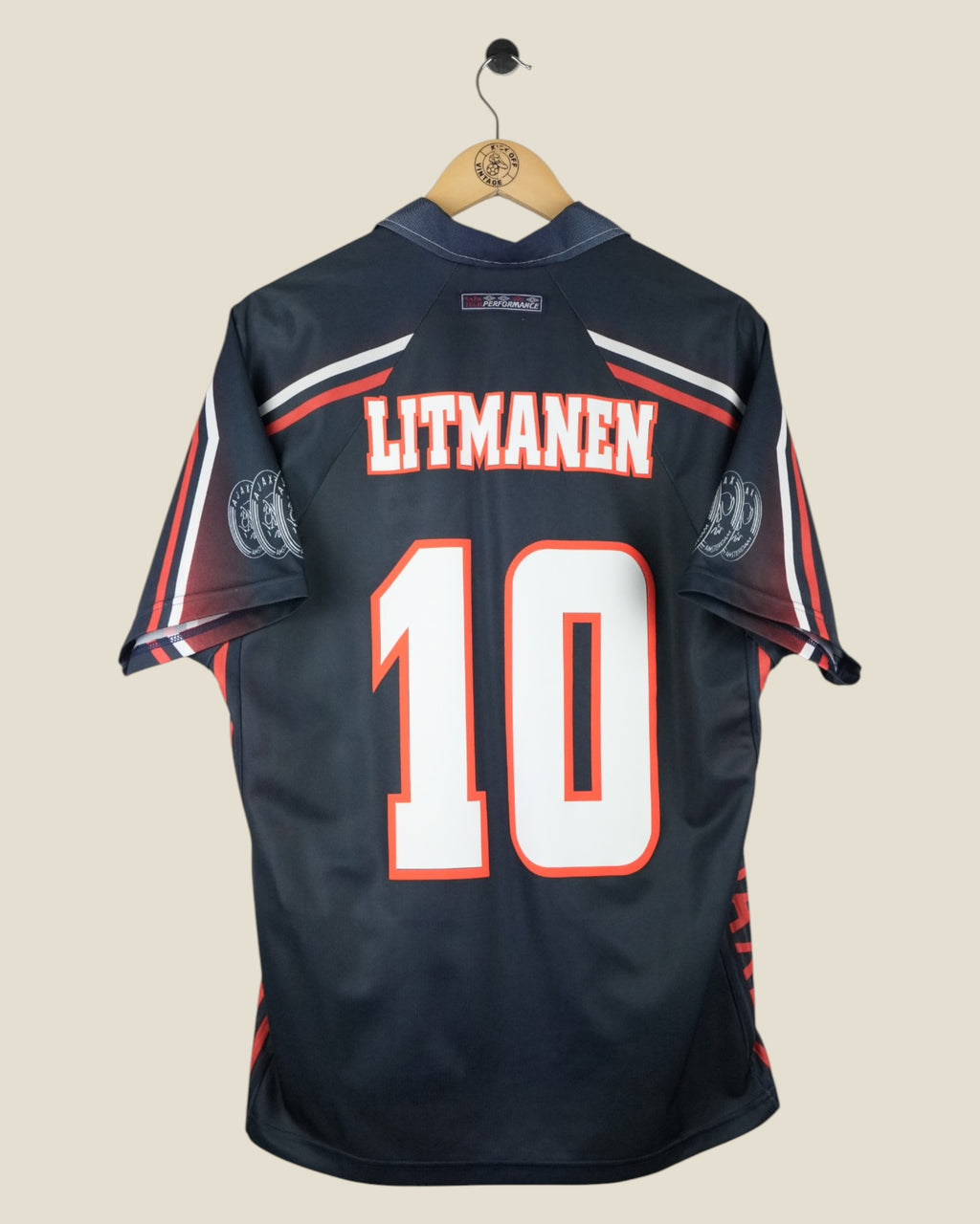 AJAX 1997/98 LITMANEN AWAY EUROPEAN SHIRT (L) UMBRO