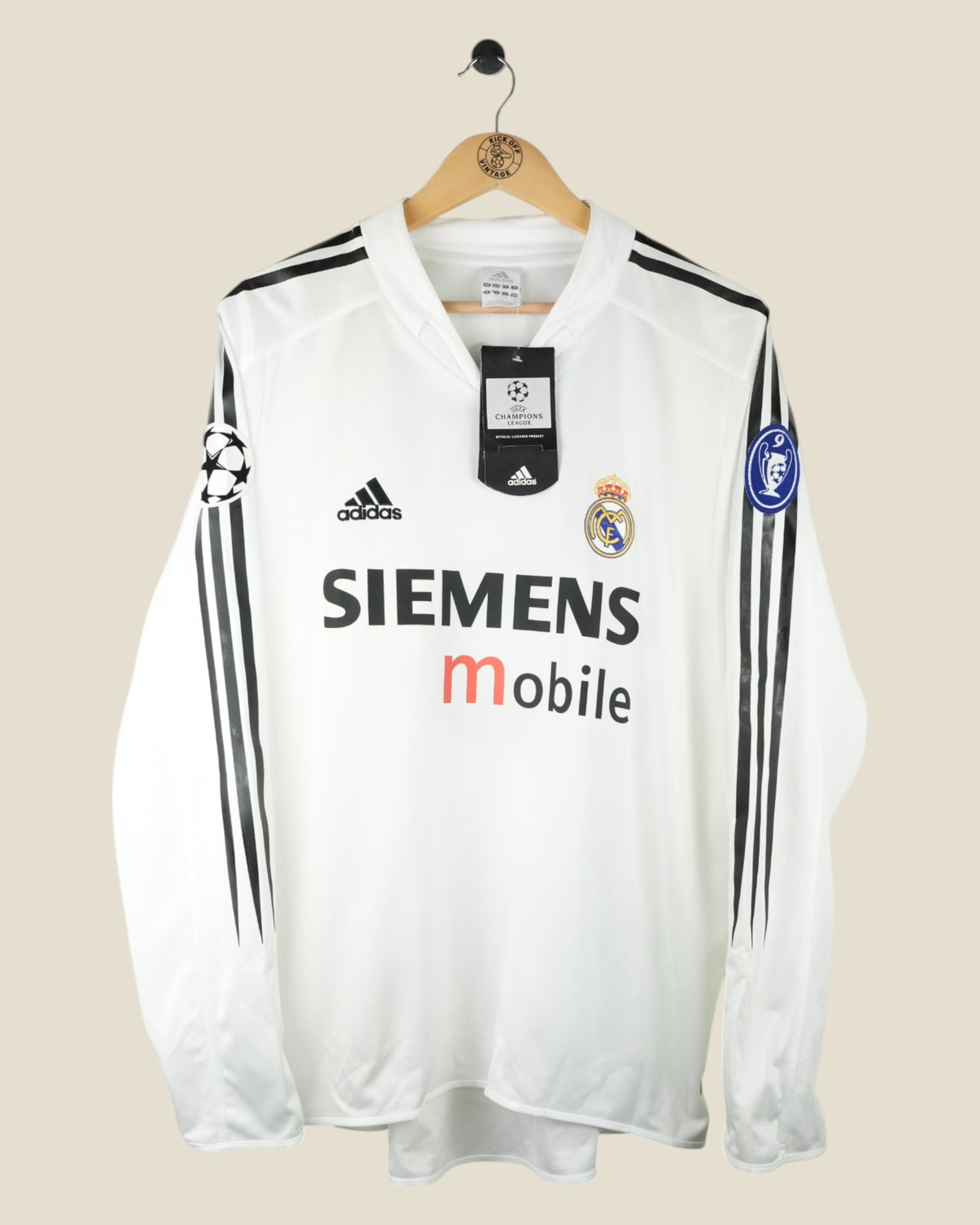 REAL MADRID 2004/05 ZIDANE EUROPEAN L/S NWT SHIRT (L) ADIDAS