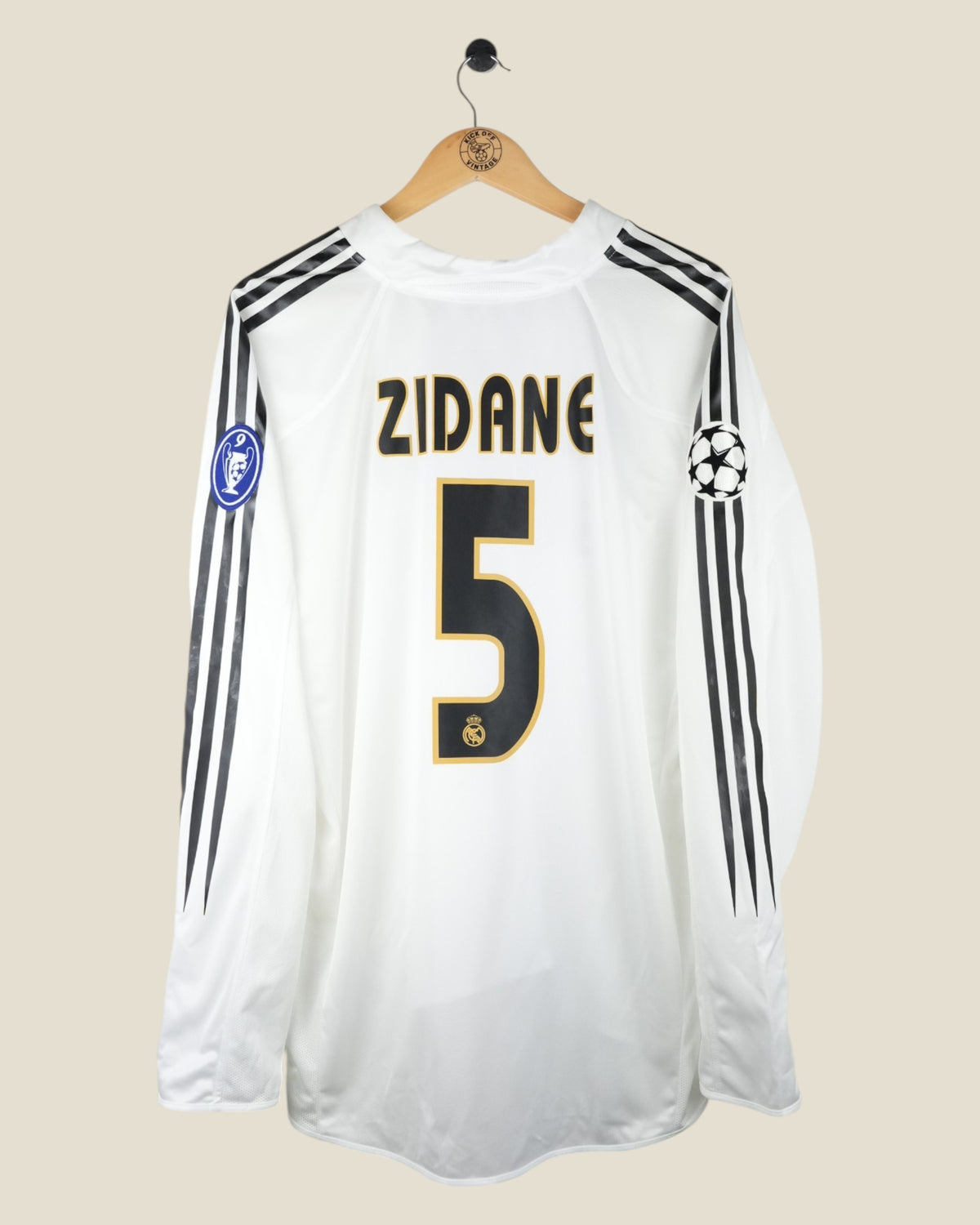 REAL MADRID 2004/05 ZIDANE EUROPEAN L/S NWT SHIRT (L) ADIDAS