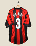 AC MILAN 1998/99 MALDINI HOME SHIRT (L) ADIDAS