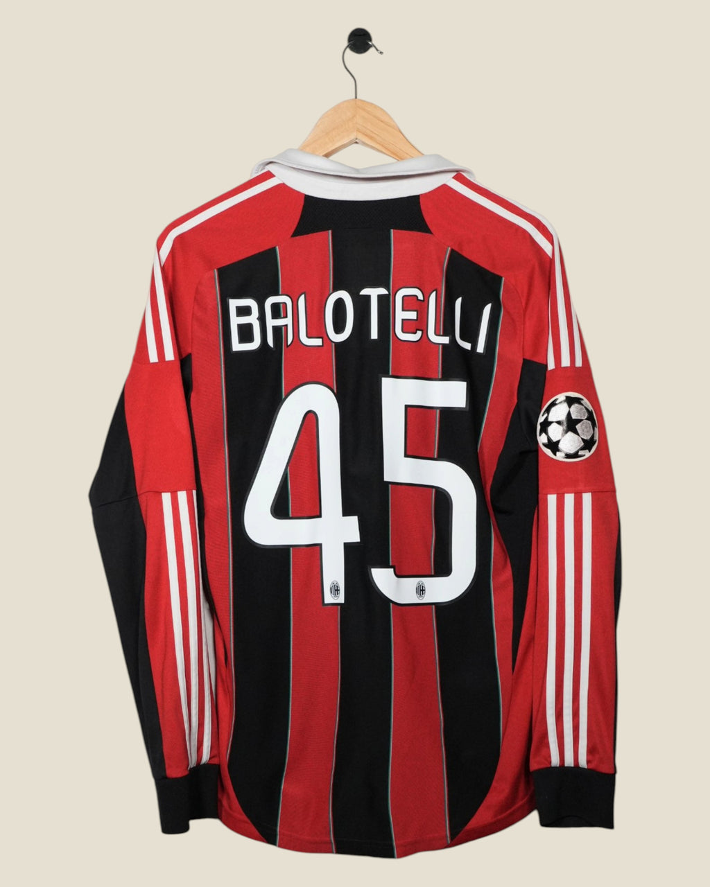 AC MILAN 2012/13 BALOTELLI UCL HOME L/S SHIRT (M) ADIDAS