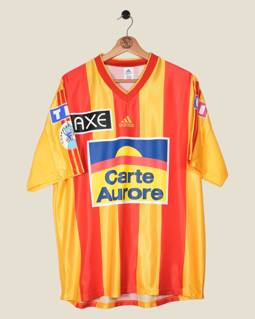 LENS 1998/99 MAGNIER CUP HOME MATCHWORN SHIRT (XL) ADIDAS