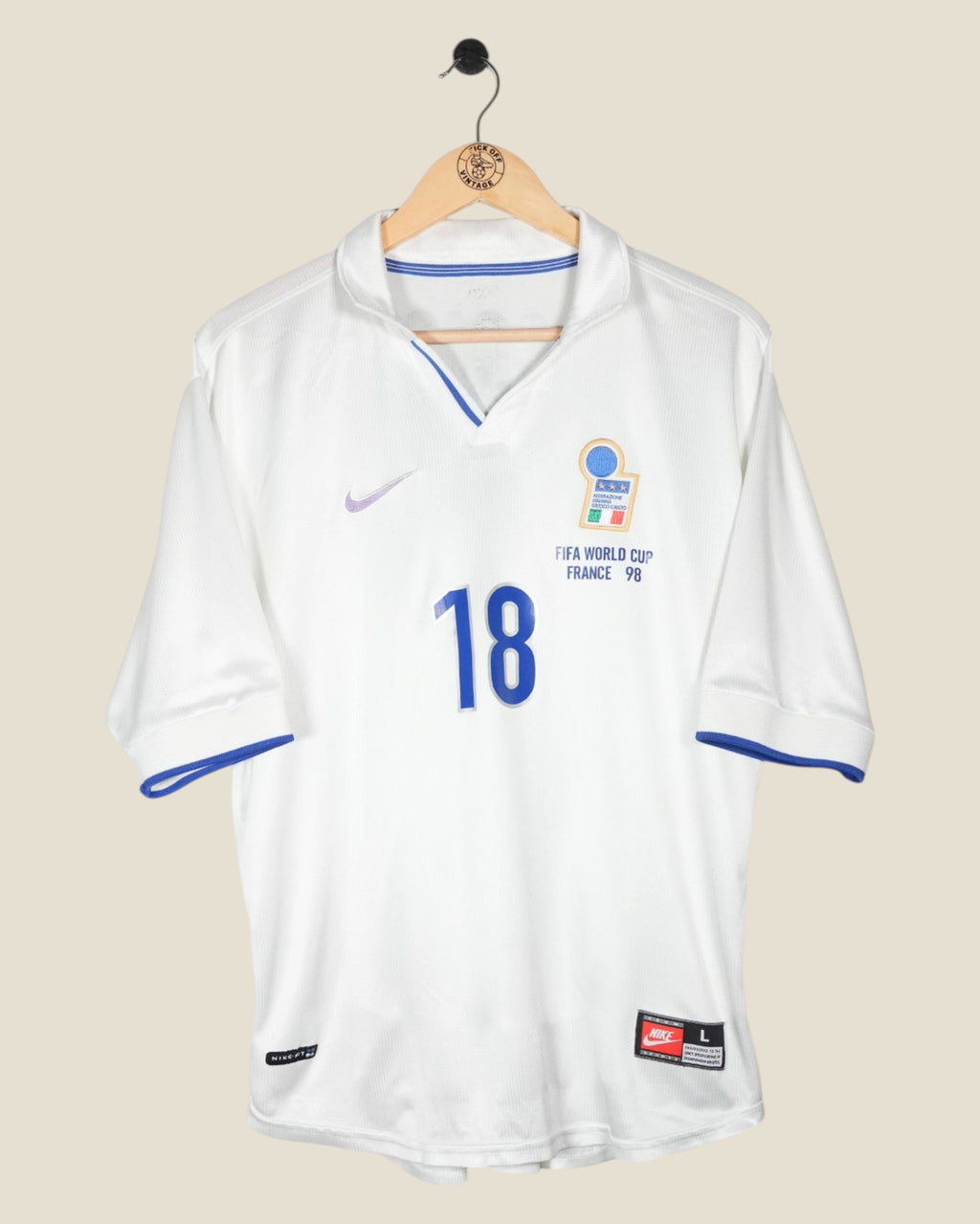 ITALY 1998 BAGGIO AWAY SHIRT (L) NIKE