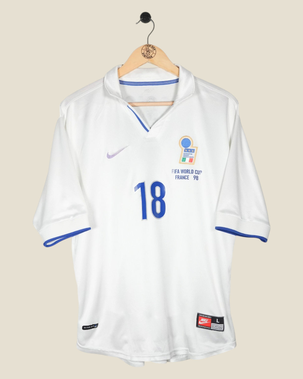 ITALY 1998 BAGGIO AWAY SHIRT (L) NIKE