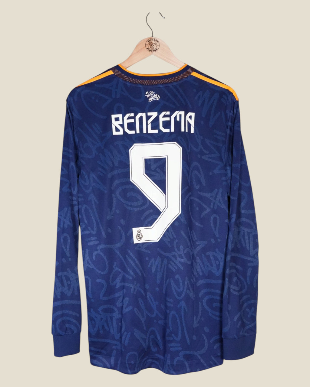 REAL MADRID 2021/22 BENZEMA AWAY SHIRT L/S PLAYER ISSUE (L) ADIDAS