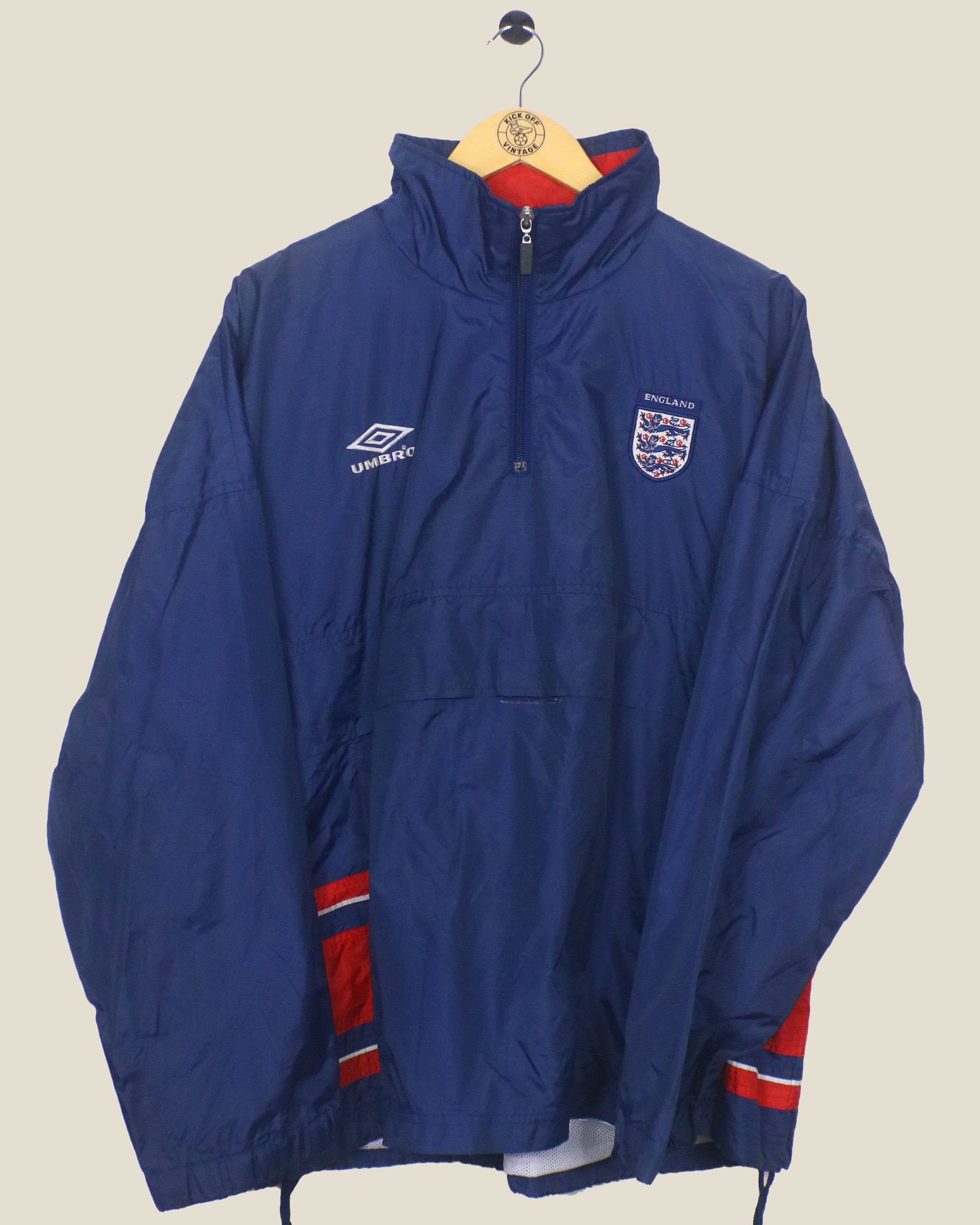 ENGLAND 2000/02 1/4 ZIP RAIN JACKET (L) UMBRO