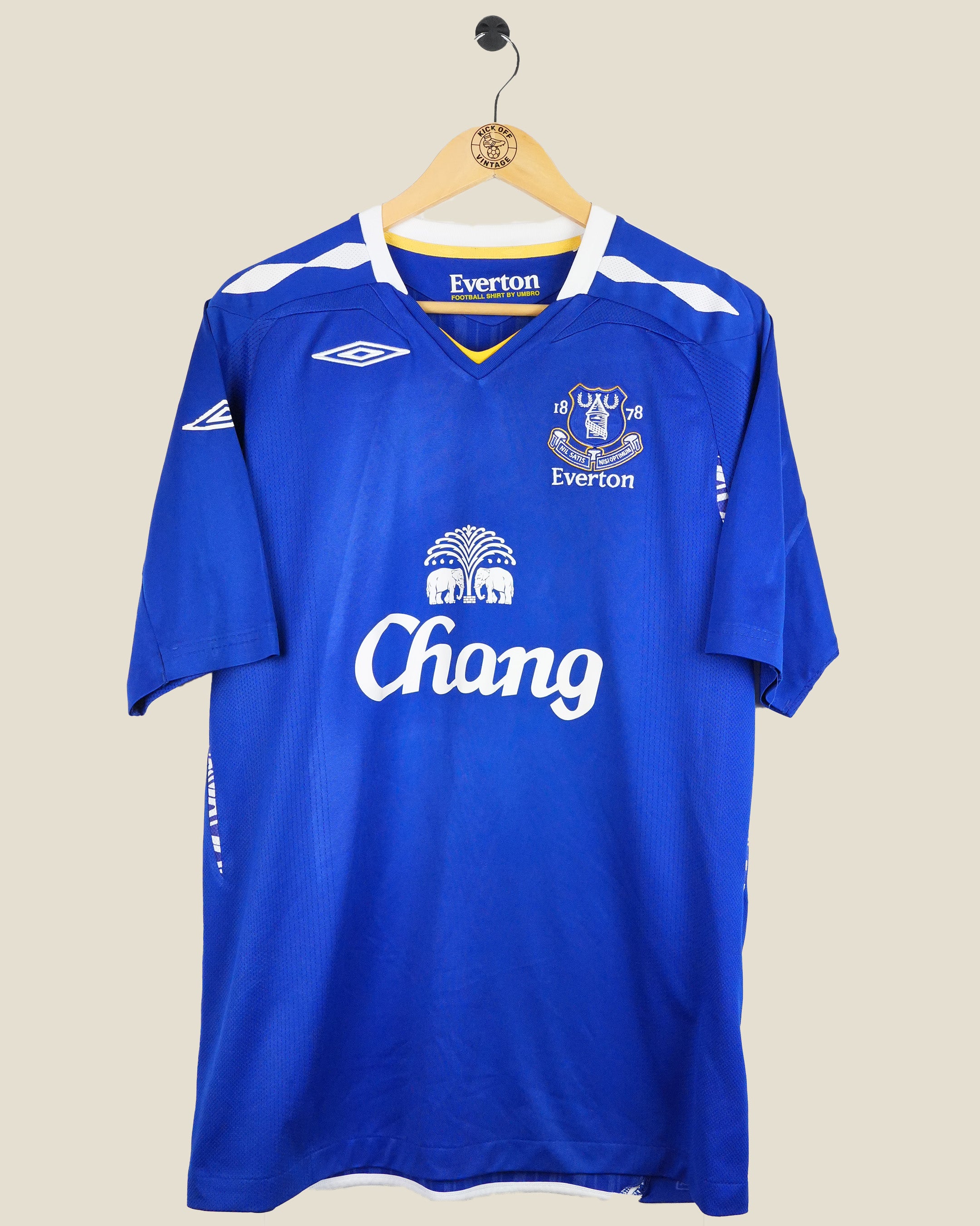 EVERTON 2007/08 VAN DER MEYDE HOME SHIRT (L) UMBRO