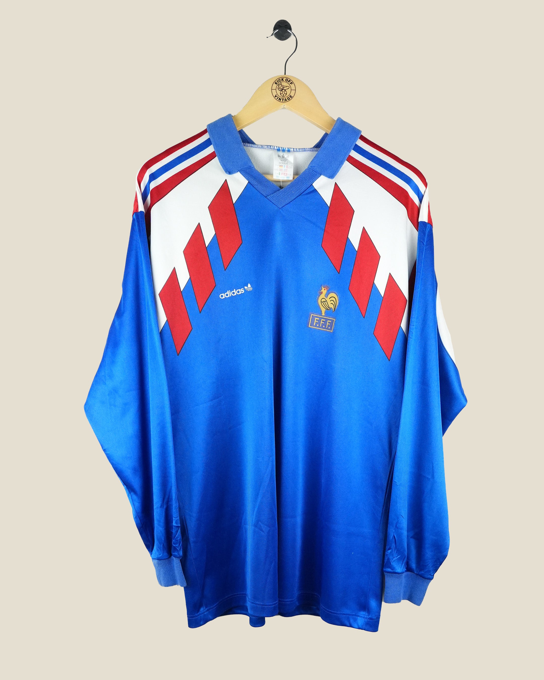 FRANCE 1990/92 HOME L/S SHIRT (L) ADIDAS