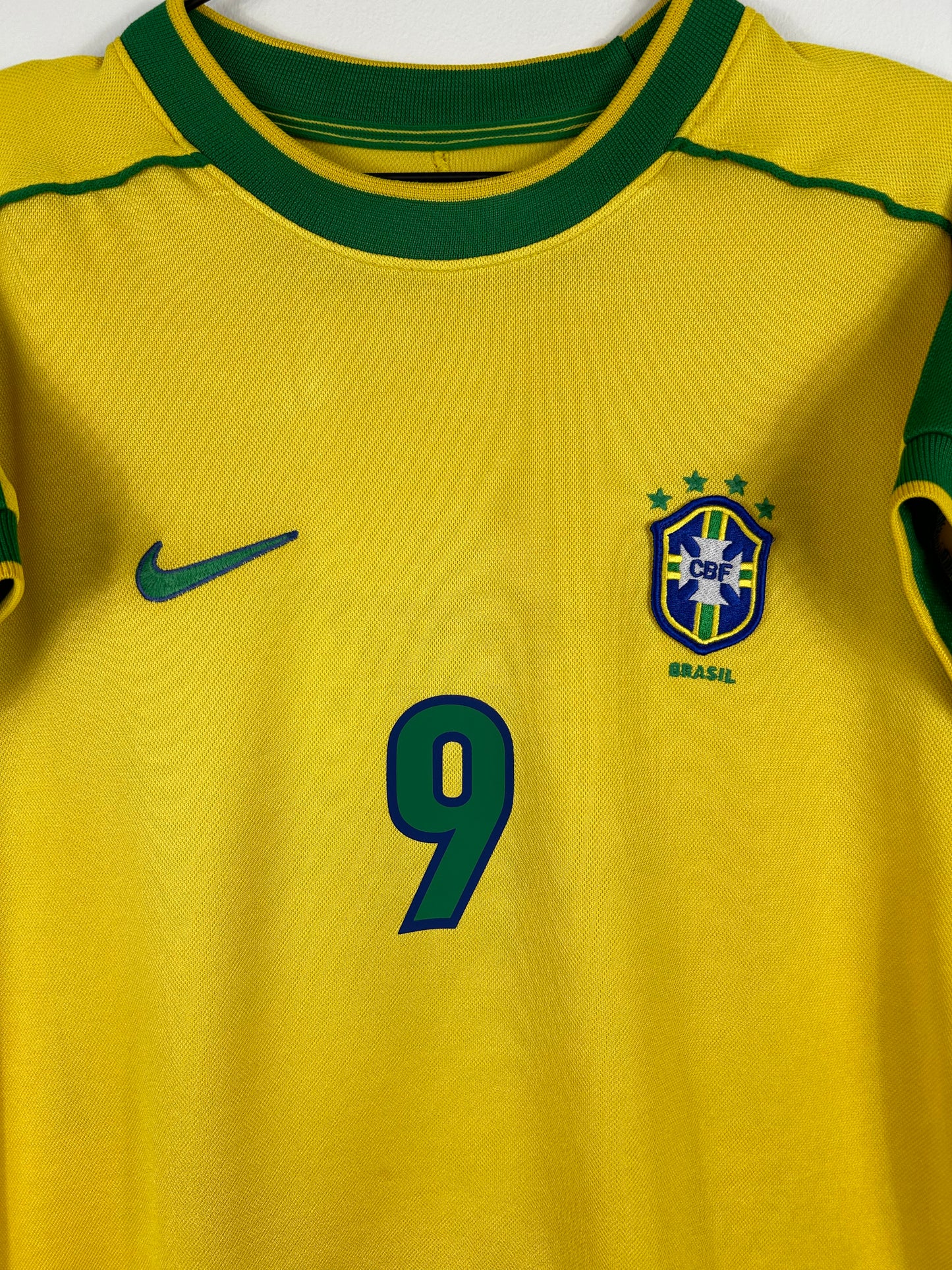 BRAZIL 1998 RONALDO #9 HOME SHIRT (S/M) NIKE