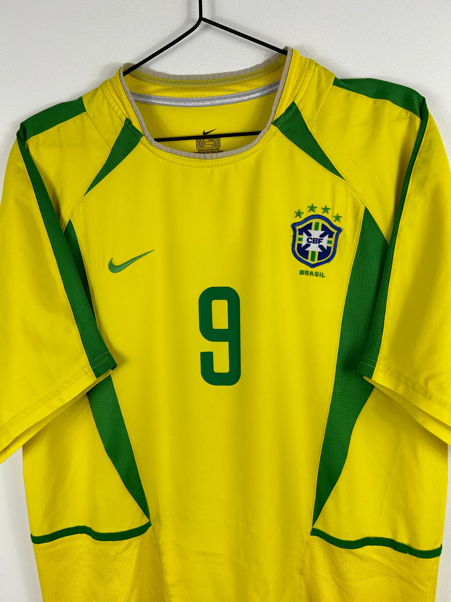 BRAZIL 2002 RONALDO #9 HOME SHIRT (M) NIKE