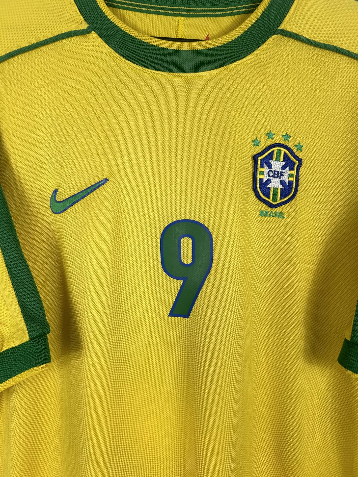 BRAZIL 1998 RONALDO #9 HOME SHIRT (M) NIKE