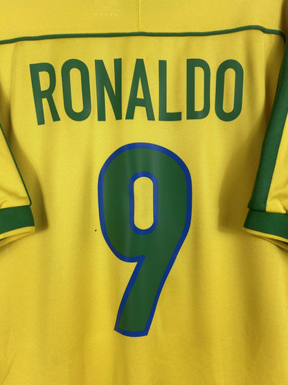 BRAZIL 1998 RONALDO #9 HOME SHIRT (M) NIKE