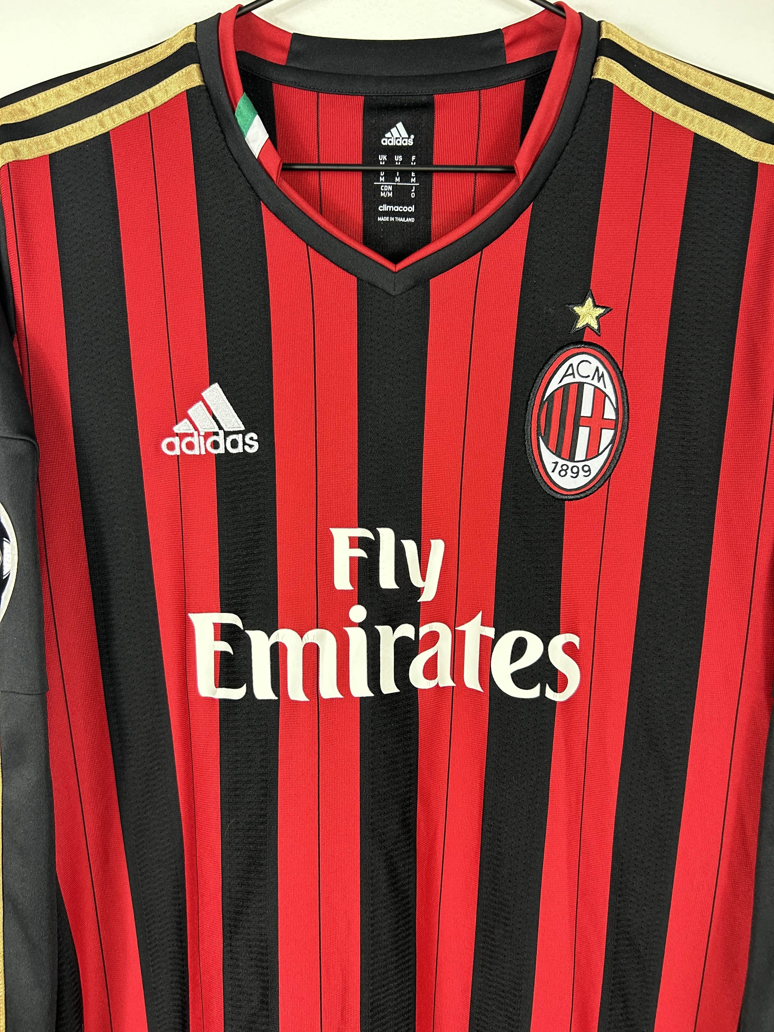 AC MILAN 2013/14 KAKA' #22 UCL LONG SLEEVE HOME SHIRT (M) ADIDAS