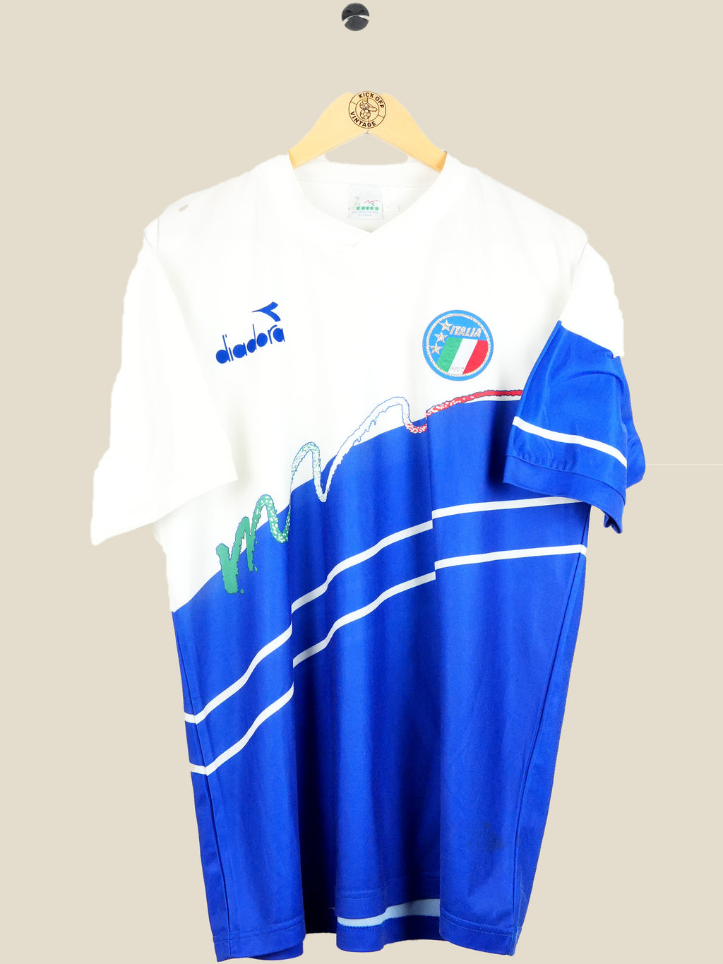 ITALY 1990 TRAINING SHIRT (L) DIADORA