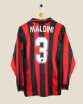 AC MILAN 1997/98 MALDINI HOME L/S SHIRT (M) LOTTO