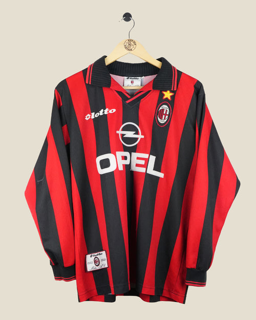 AC MILAN 1997/98 MALDINI HOME L/S SHIRT (M) LOTTO