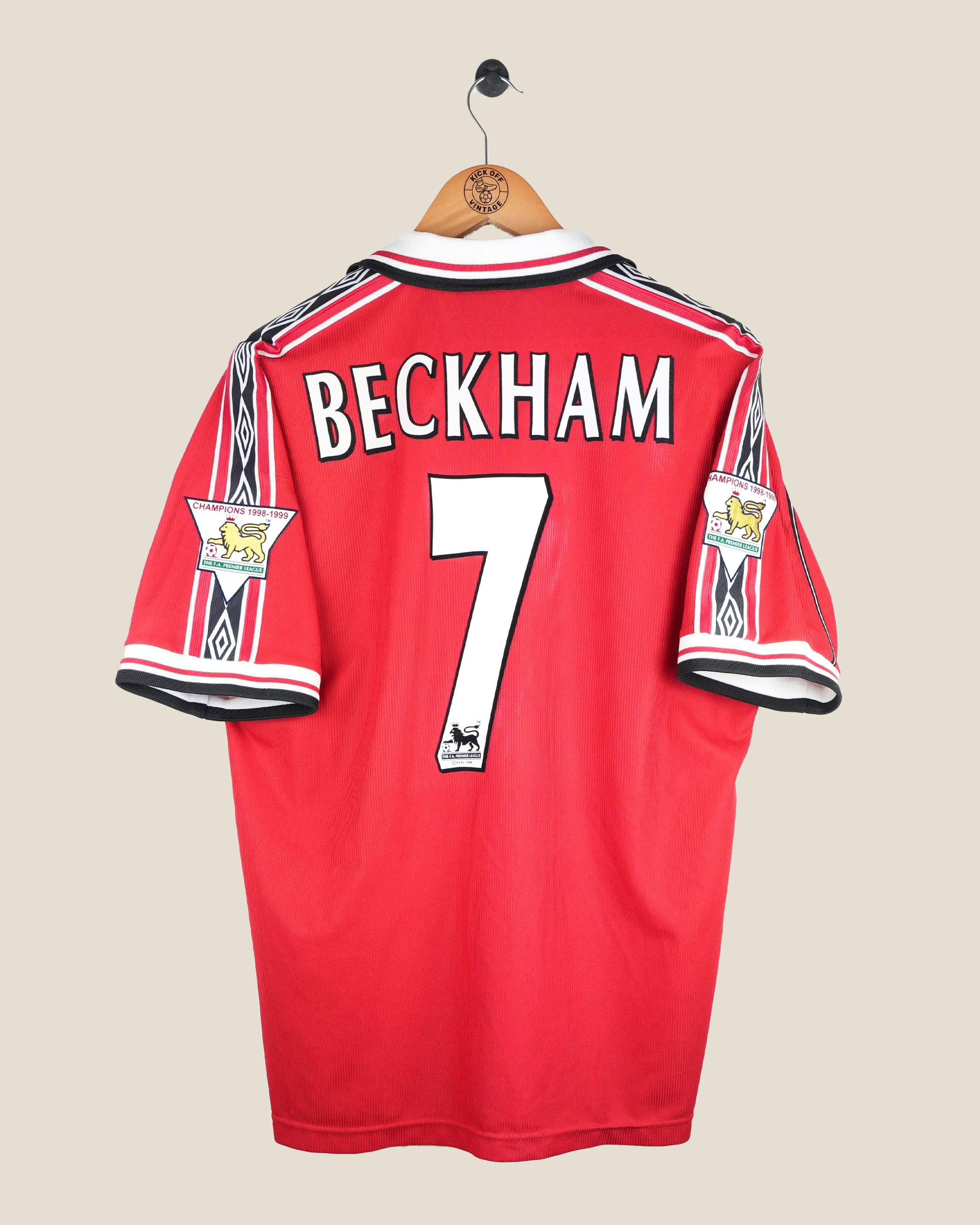 MANCHESTER UNITED 1998/99 BECKHAM HOME SHIRT (L) UMBRO