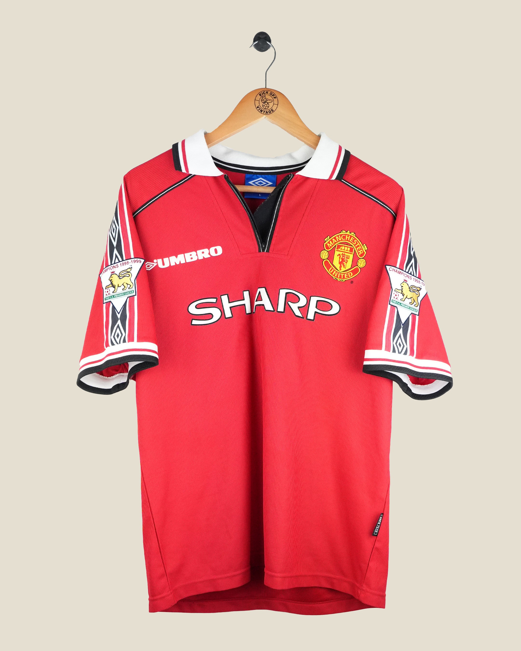 MANCHESTER UNITED 1998/99 BECKHAM HOME SHIRT (L) UMBRO