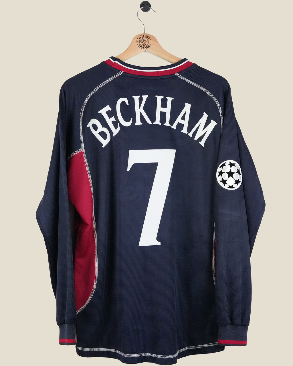 MANCHESTER UNITED 2000/01 BECKHAM UCL THIRD SHIRT L/S (M) UMBRO