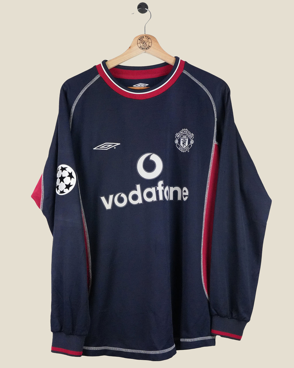 MANCHESTER UNITED 2000/01 BECKHAM UCL THIRD SHIRT L/S (M) UMBRO