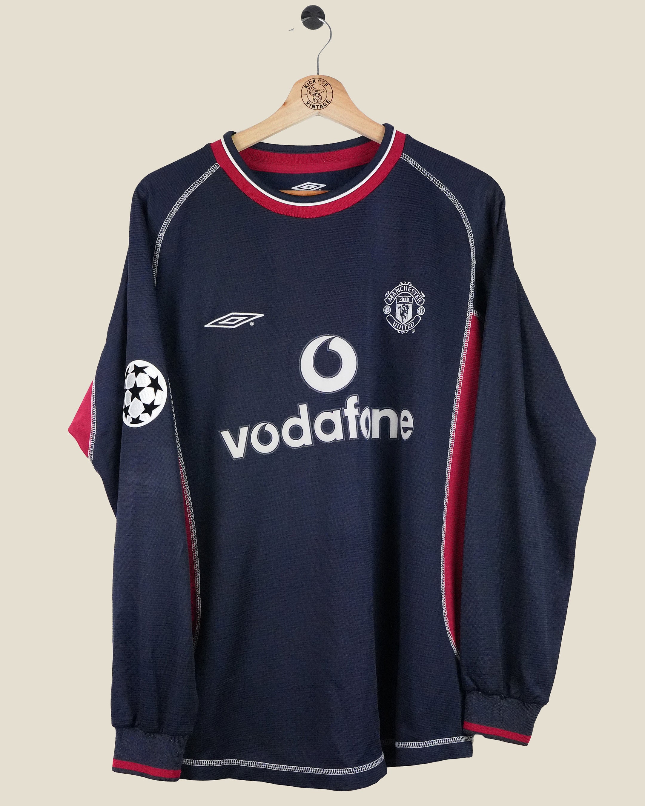 MANCHESTER UNITED 2000/01 BECKHAM UCL THIRD SHIRT L/S (M) UMBRO