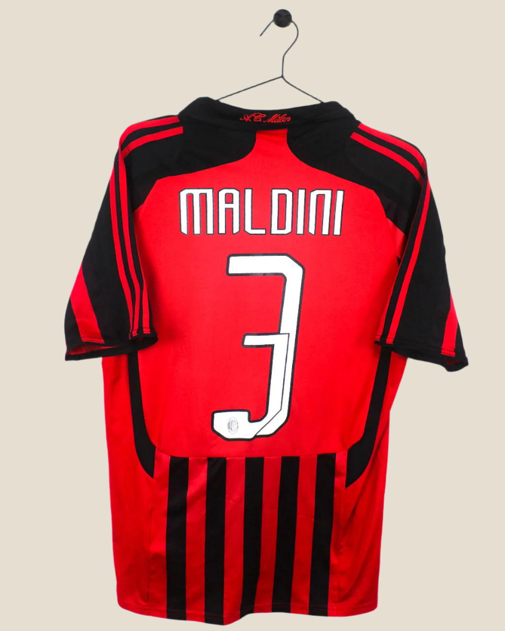 AC MILAN 2007/08 MALDINI #3 HOME SHIRT (L) ADIDAS