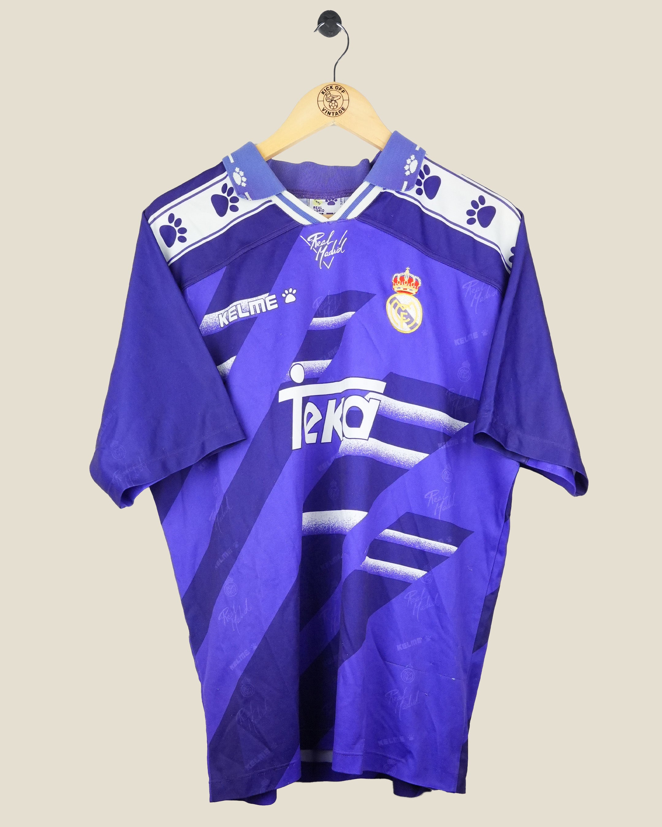 REAL MADRID 1994/96 LAUDRUP AWAY SHIRT (L) KELME