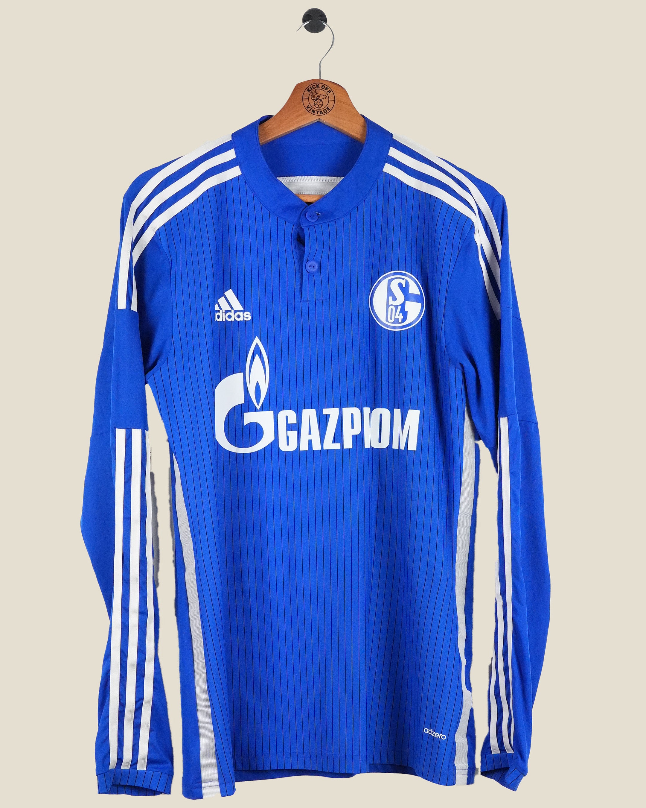 SCHALKE 04 2015/16 HUNTELAAR HOME SHIRT PLAYER ISSUE L/S (M) ADIDAS