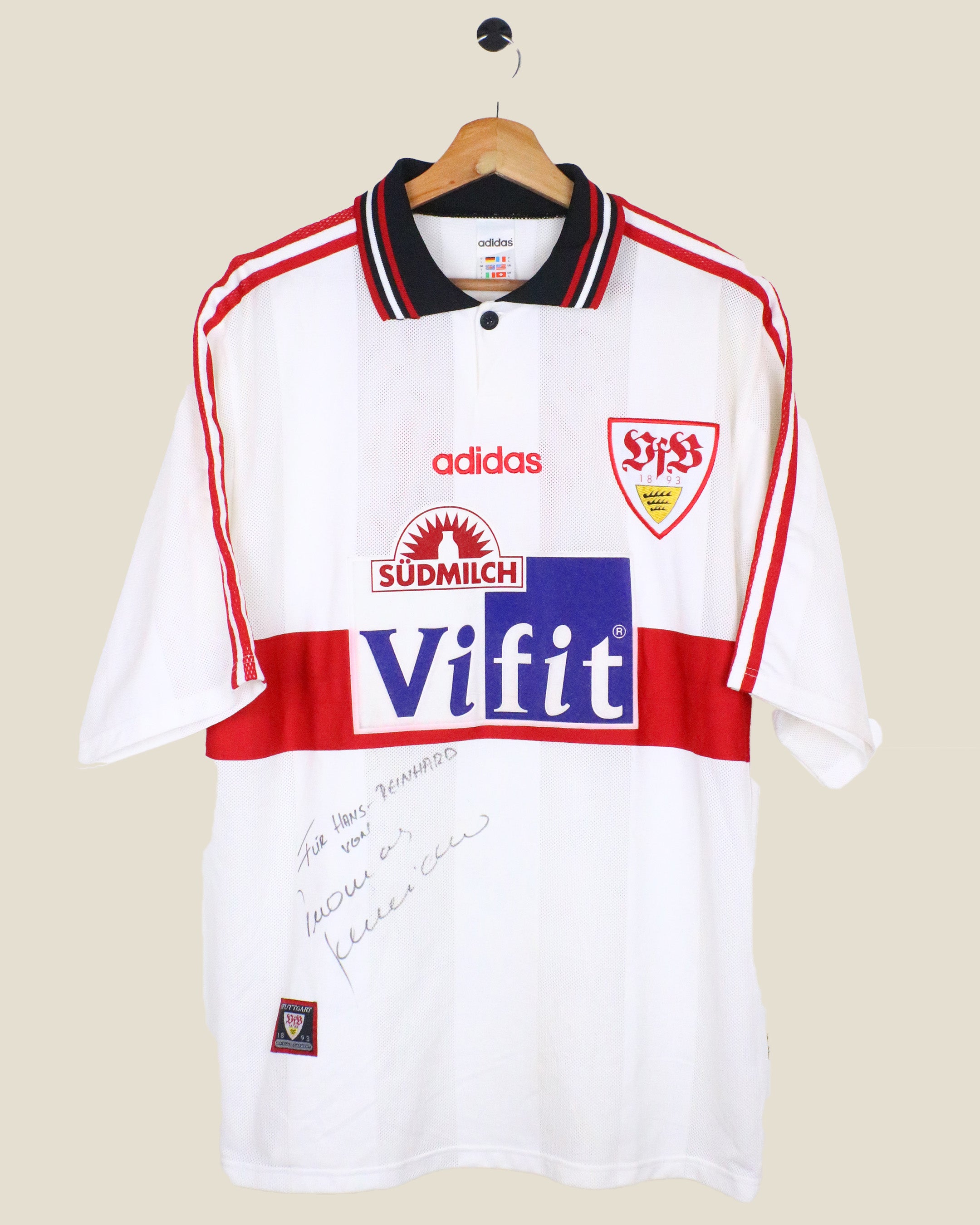 VFL STUTTGART 1996/97 SCHNEIDER SIGNED (L) ADIDAS