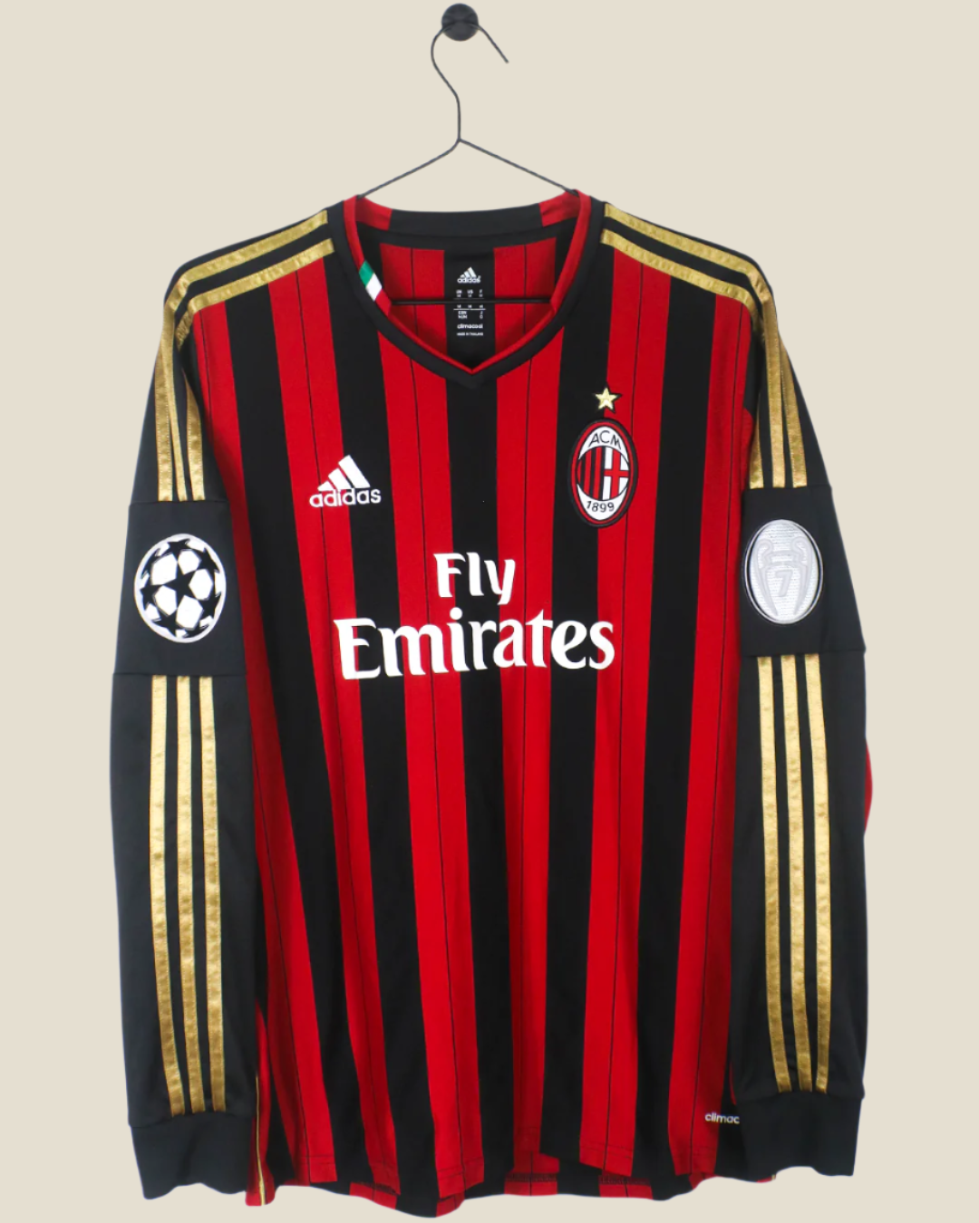 AC MILAN 2013/14 KAKA' #22 UCL LONG SLEEVE HOME SHIRT (M) ADIDAS