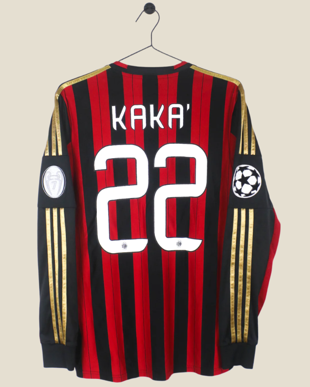 AC MILAN 2013/14 KAKA' #22 UCL LONG SLEEVE HOME SHIRT (M) ADIDAS