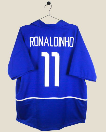 BRAZIL 2002 RONALDINHO #11 AWAY SHIRT (XL) NIKE – Kick Off BRAZIL 2002 RONALDINHO #11 AWAY SHIRT (XL) NIKE – Kick Off