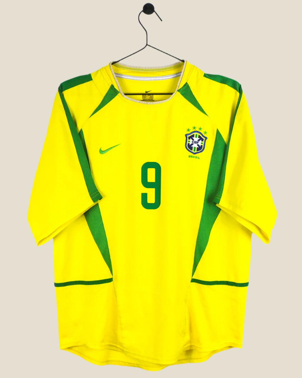 BRAZIL 2002 RONALDO #9 HOME SHIRT (M) NIKE