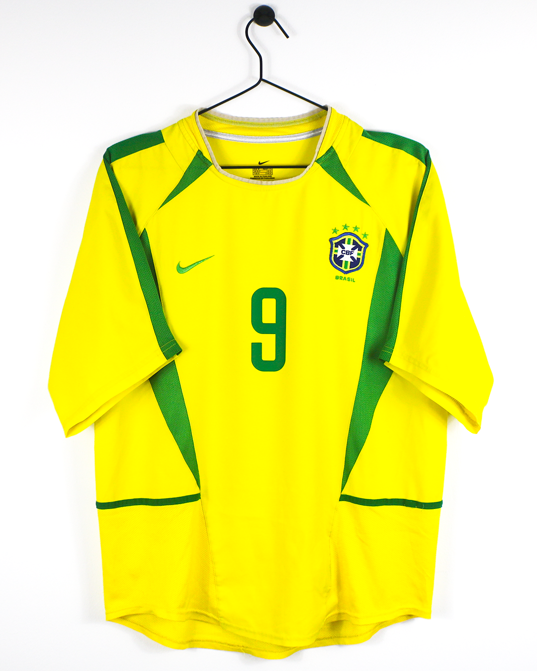 BRAZIL 2002 RONALDO #9 HOME SHIRT (M) NIKE