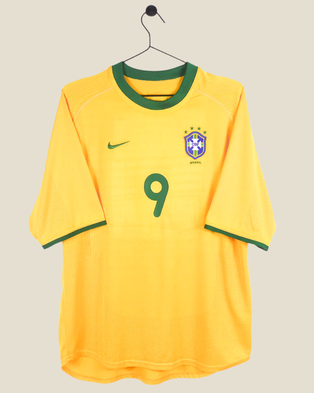 BRAZIL 2000 RONALDO #9 HOME SHIRT (M) NIKE