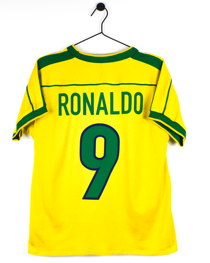 BRAZIL 1998 RONALDO #9 HOME SHIRT (S/M) NIKE