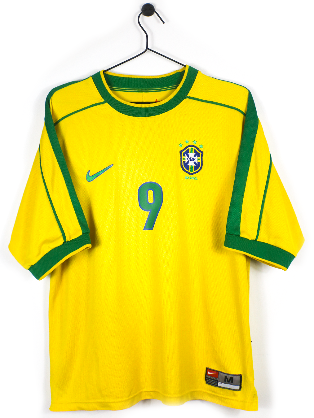 BRAZIL 1998 RONALDO #9 HOME SHIRT (M) NIKE