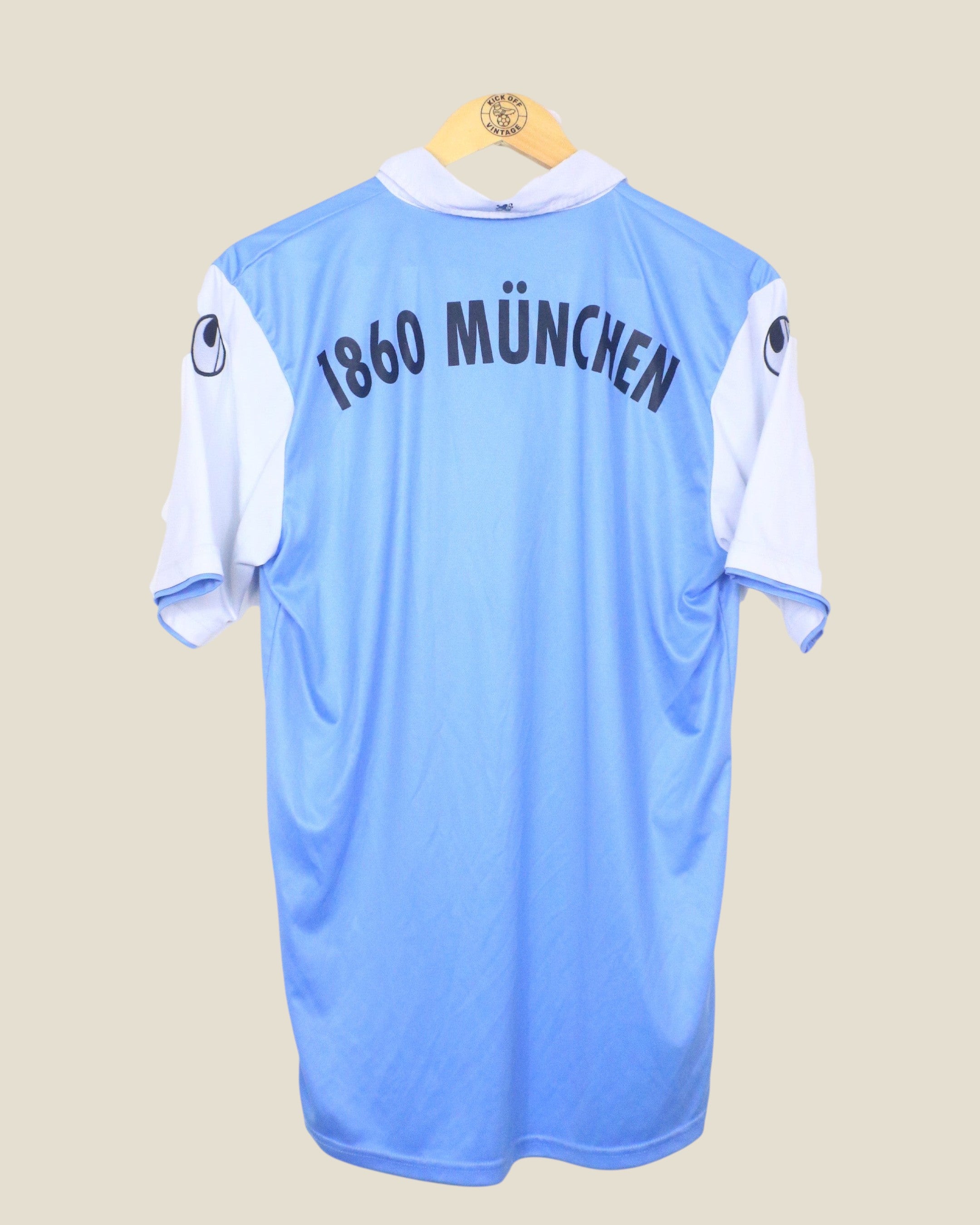 Back view of Kick Off Vintage 2014/15 1860 Munchen home football shirt in light blue and white by Uhlsport