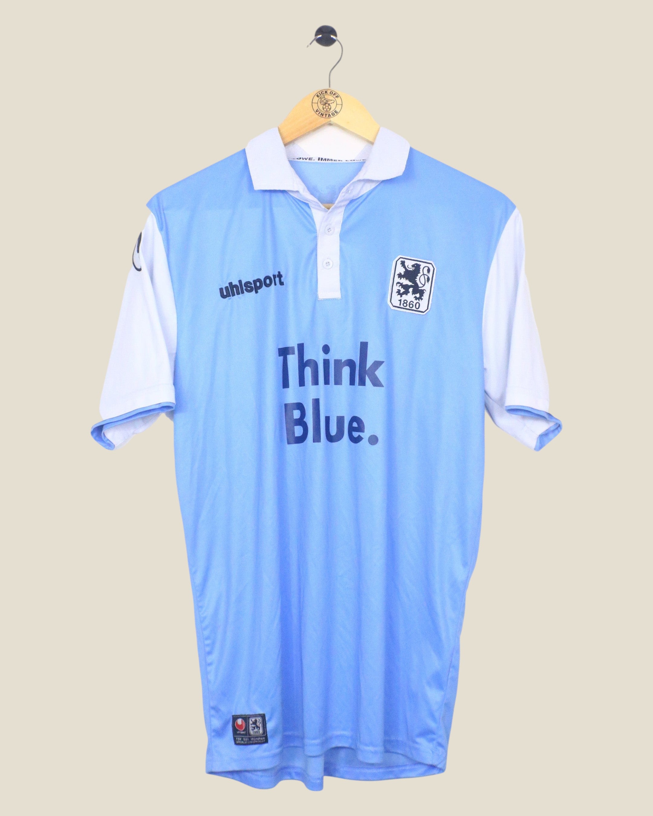 Kick Off Vintage 2014/15 1860 Munchen home football shirt in light blue and white by Uhlsport, size medium.