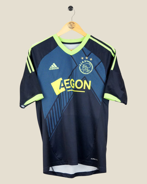 Kick Off Vintage Ajax 2012/13 away football shirt by Adidas in navy and neon yellow with Eriksen detailing