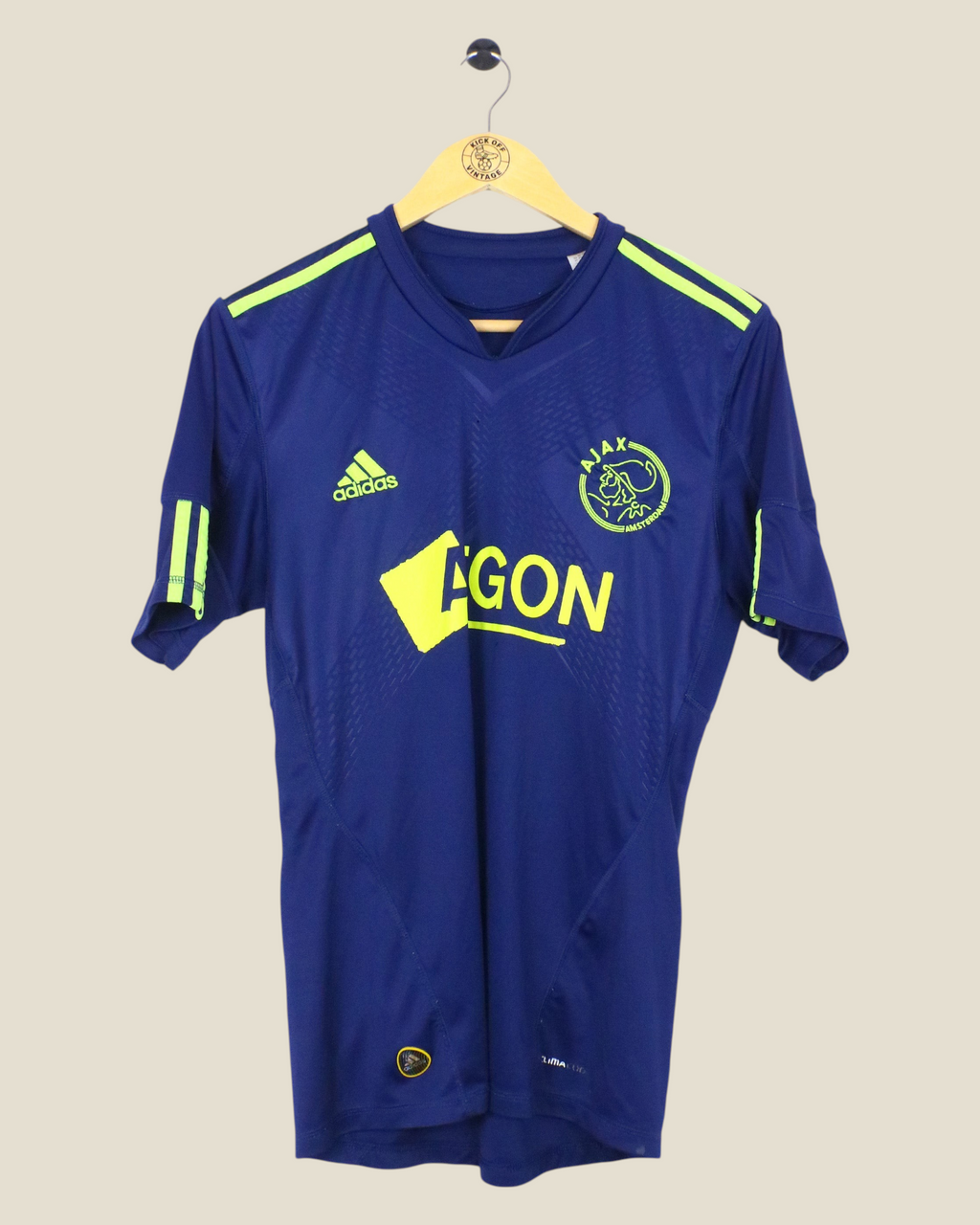Kick Off Vintage Ajax 2010/11 away football shirt in navy blue with lime green accents and Suarez name print