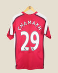 Kick Off Vintage Arsenal 2008-10 home football shirt with Chamakh 29 print on the back in red and white