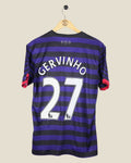 Kick Off Vintage Arsenal 2012/13 away shirt featuring Gervinho number 27 in purple and black stripes