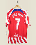 Kick Off Vintage Atletico Madrid 2022/23 Joao Felix home jersey with number 7, red and white stripes, brand new