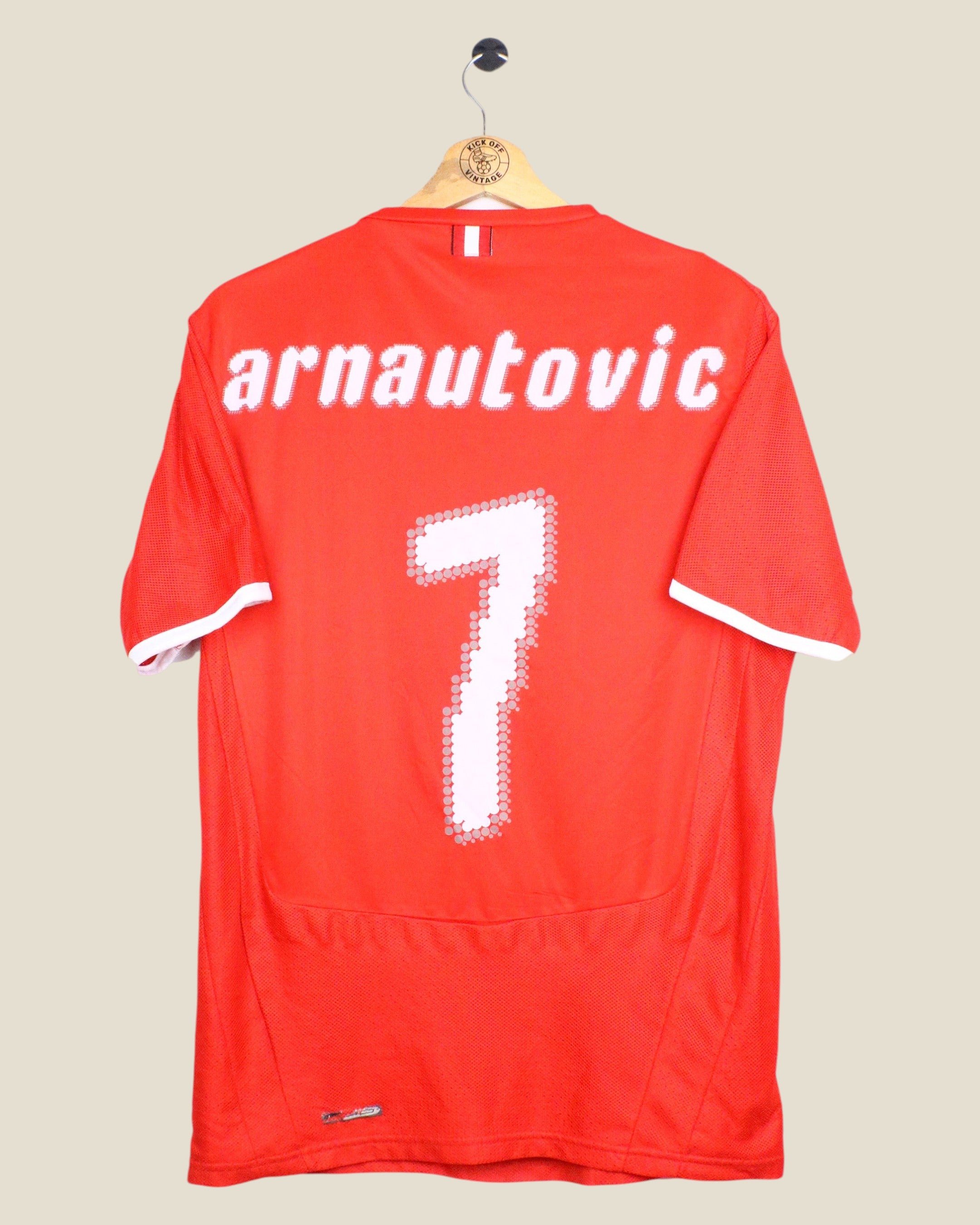 Kick Off Vintage 2008 Austria home football jersey featuring Arnautovic number 7 with a back print misprint
