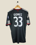 Kick Off Vintage Bayern Munich 2010/11 Gomez 33 third jersey in black with white Adidas stripes and Champions League patches