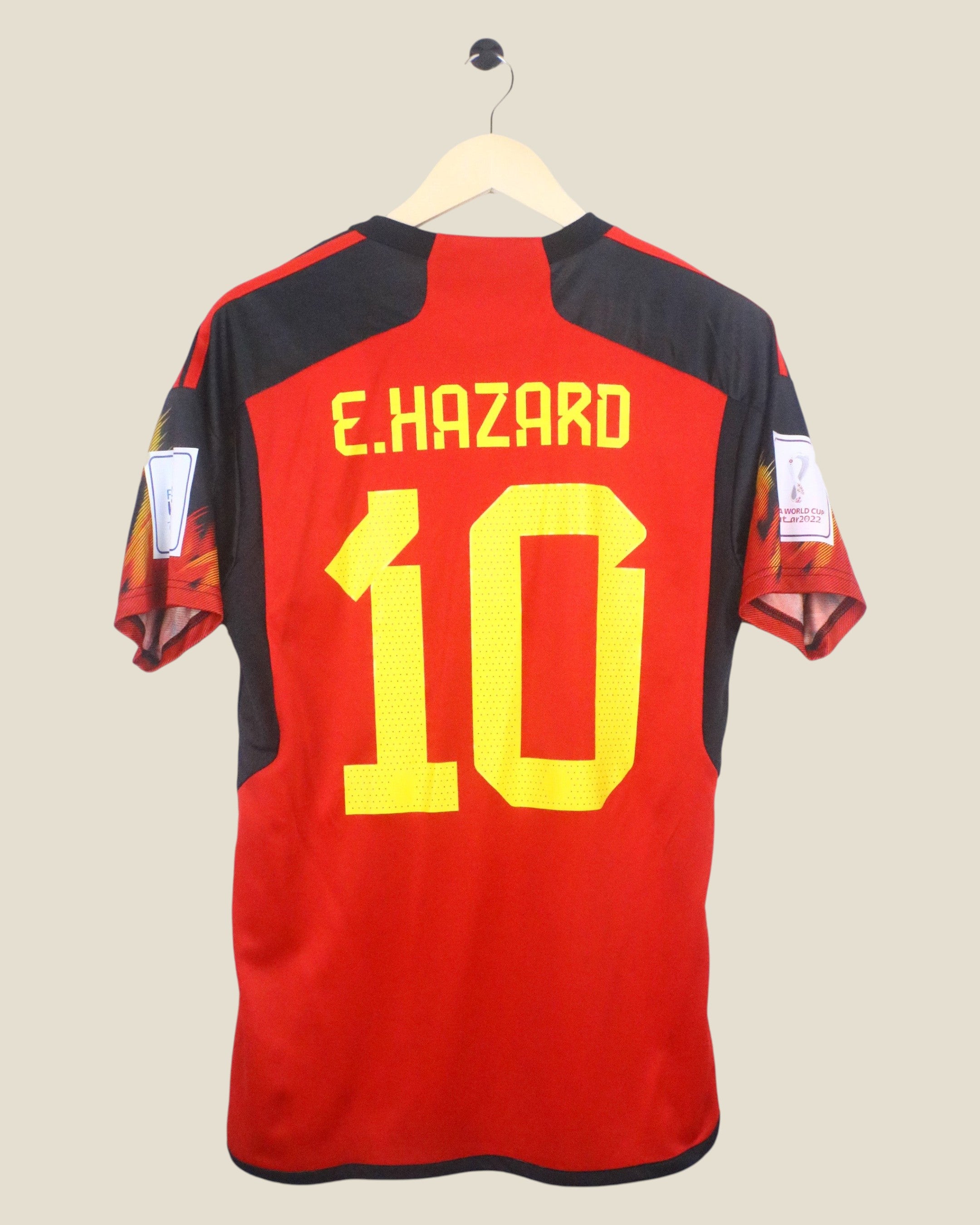 Kick Off Vintage Belgium 2022 World Cup home jersey with Hazard #10 print in red and black, size small, new with tags.