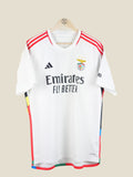 Kick Off Vintage Benfica 2023/24 away player version football shirt in white with red Adidas stripes